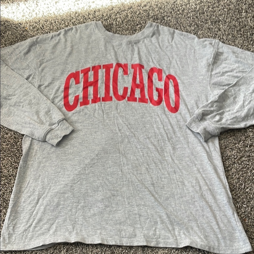 Wild Fable Long Sleeve Shirt, Red Chicago Graphic